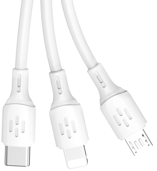 Cablu Incarcare USB-A - Lightning / microUSB / USB-C Dudao L8A 3in1, 66W, 1.2m, Alb