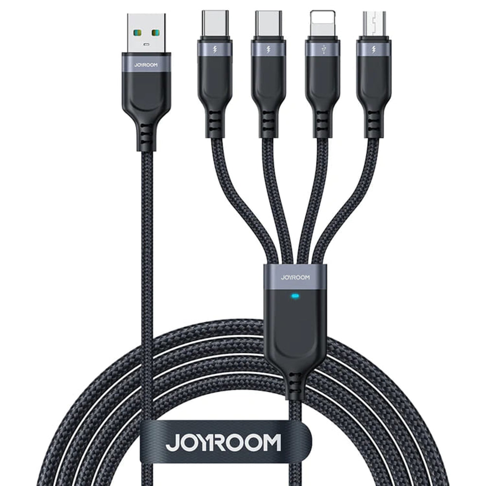 Cablu Incarcare USB-A - Lightning / microUSB / 2 x USB-C Joyroom S-A18 4in1, 20W, 1.2m, Negru