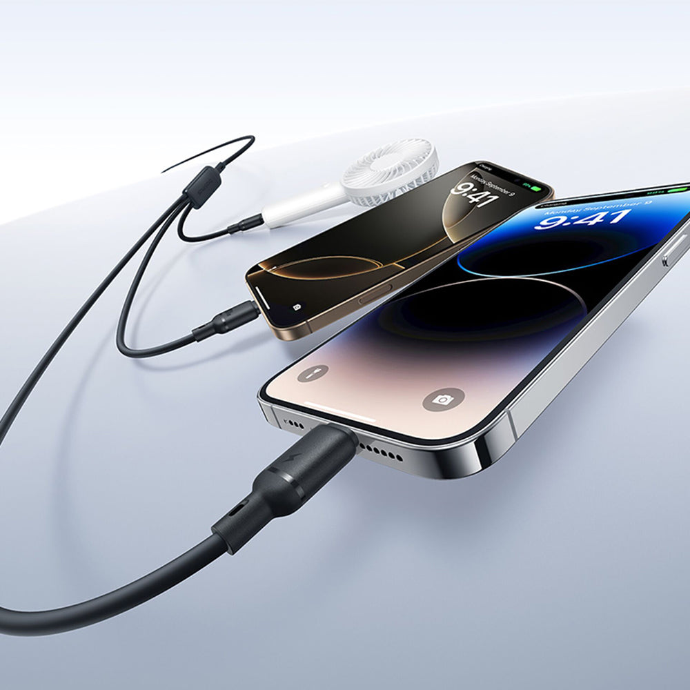 Cablu Incarcare USB-A - Lightning / microUSB / USB-C Baseus Silky 3in1, 100W, 1.5m, Negru P10377705123-00