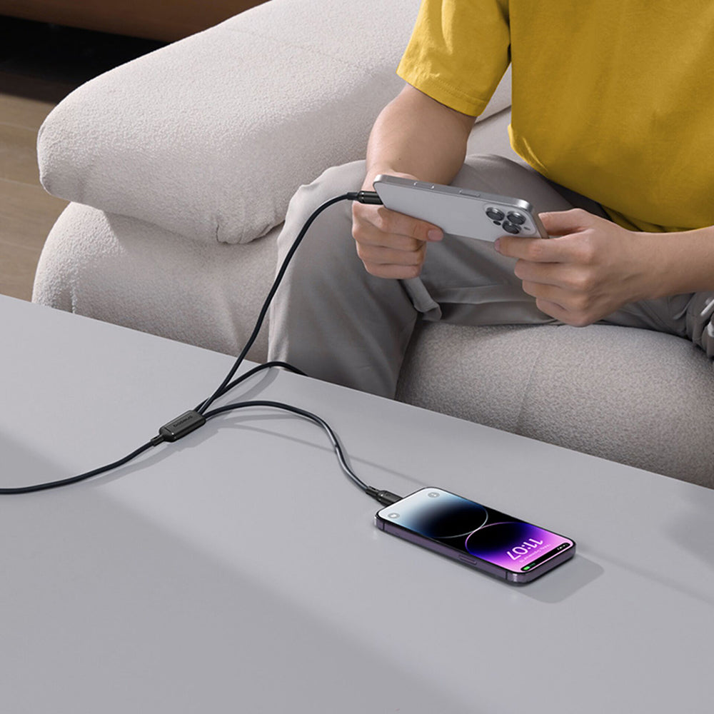 Cablu Incarcare USB-A - Lightning / microUSB / USB-C Baseus Silky 3in1, 100W, 1.5m, Negru P10377705123-00