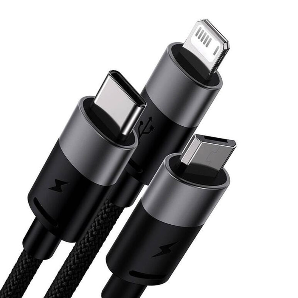 Cablu Incarcare USB-A - Lightning / microUSB / USB-C Baseus StarSpeed 3in1, 100W, 1.5m, Negru P10319900111-01