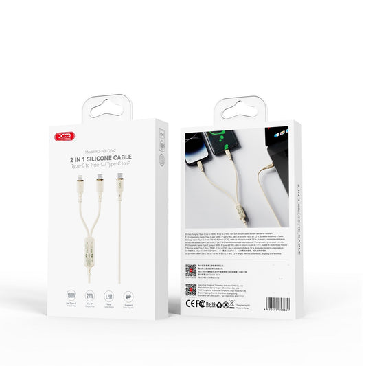 Cablu Incarcare USB-C - Lightning / USB-C XO Design NB-Q262, 100W, 1.2m, Bej