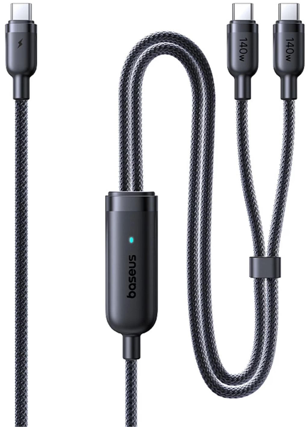 Cablu Incarcare USB-C - 2 x USB-C Baseus Flash 4 2in1, 140W, 1.5m, Negru E0426X00