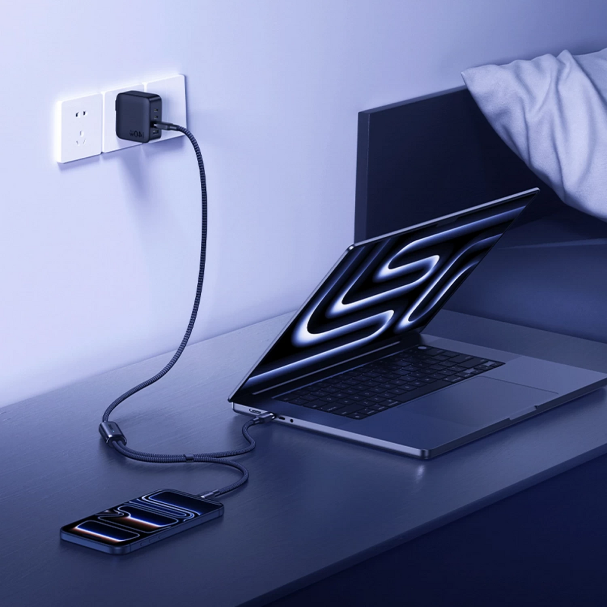 Cablu Incarcare USB-C - 2 x USB-C Baseus Flash 4 2in1, 140W, 1.5m, Negru E0426X00