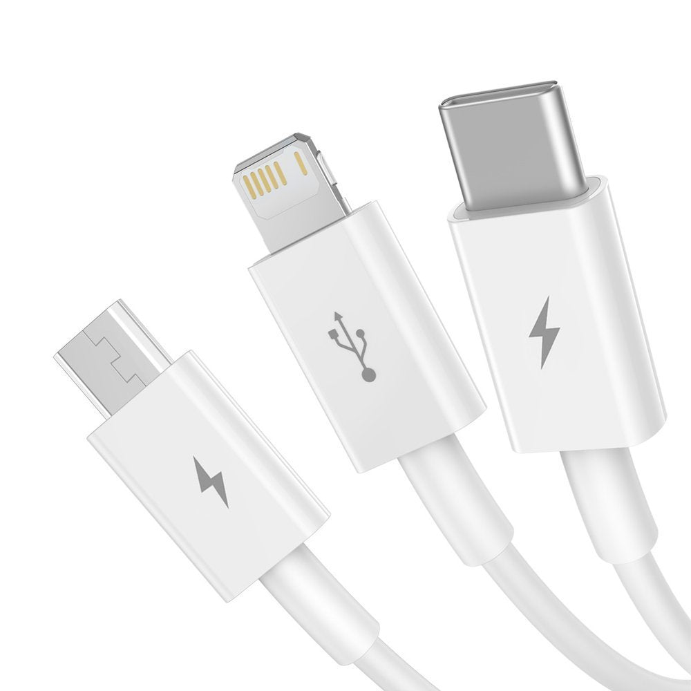 Baseus Superior 3in1 Ladekabel | USB-A auf Lightning/microUSB/USB-C | 20W 1.2m | Weiß