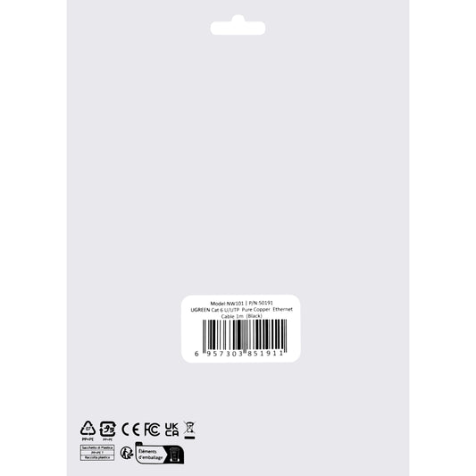 Cablu Retea UGREEN NW101, UTP, Cat6, 1m, Negru