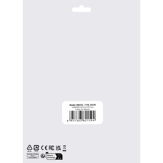 Cablu Retea UGREEN NW102, UTP, Cat6, 1m, Negru