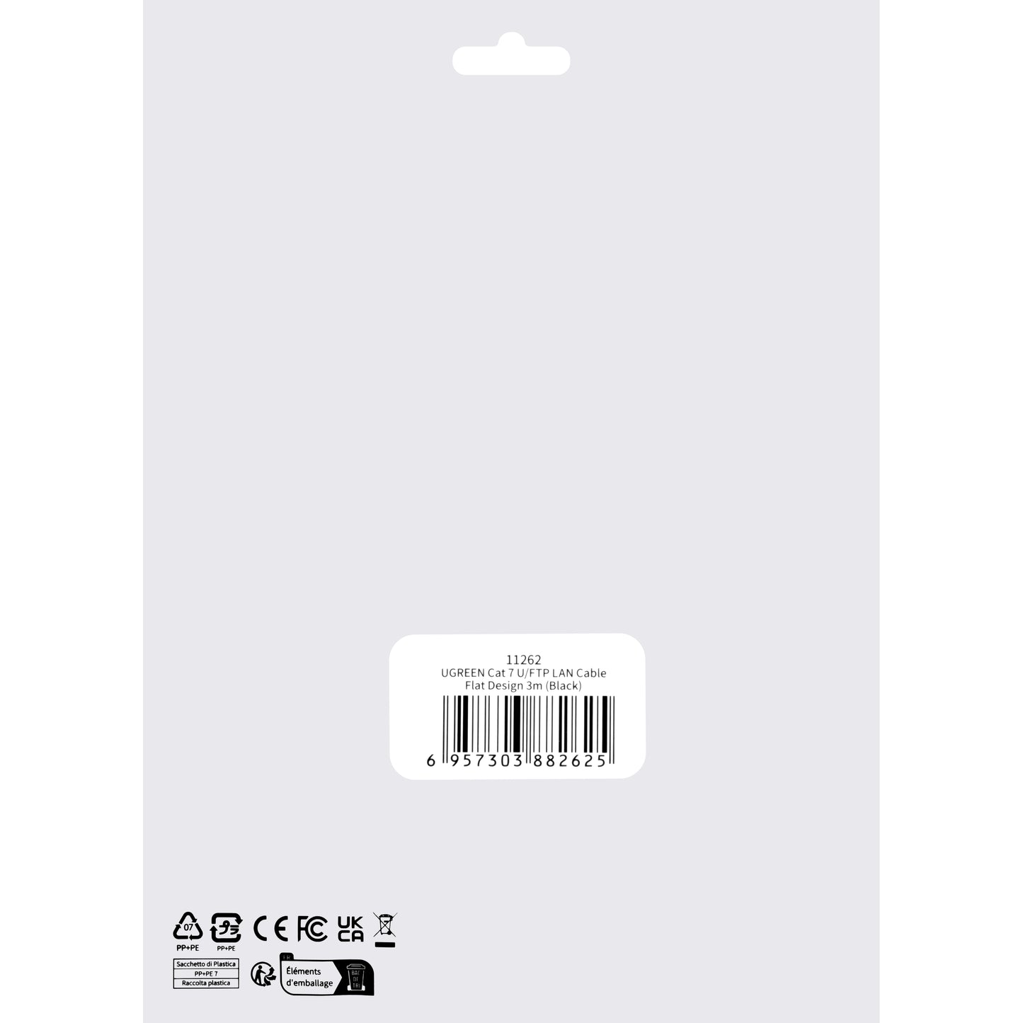 Cablu Retea UGREEN NW106 Flat, UTP, Cat7, 3m, Negru