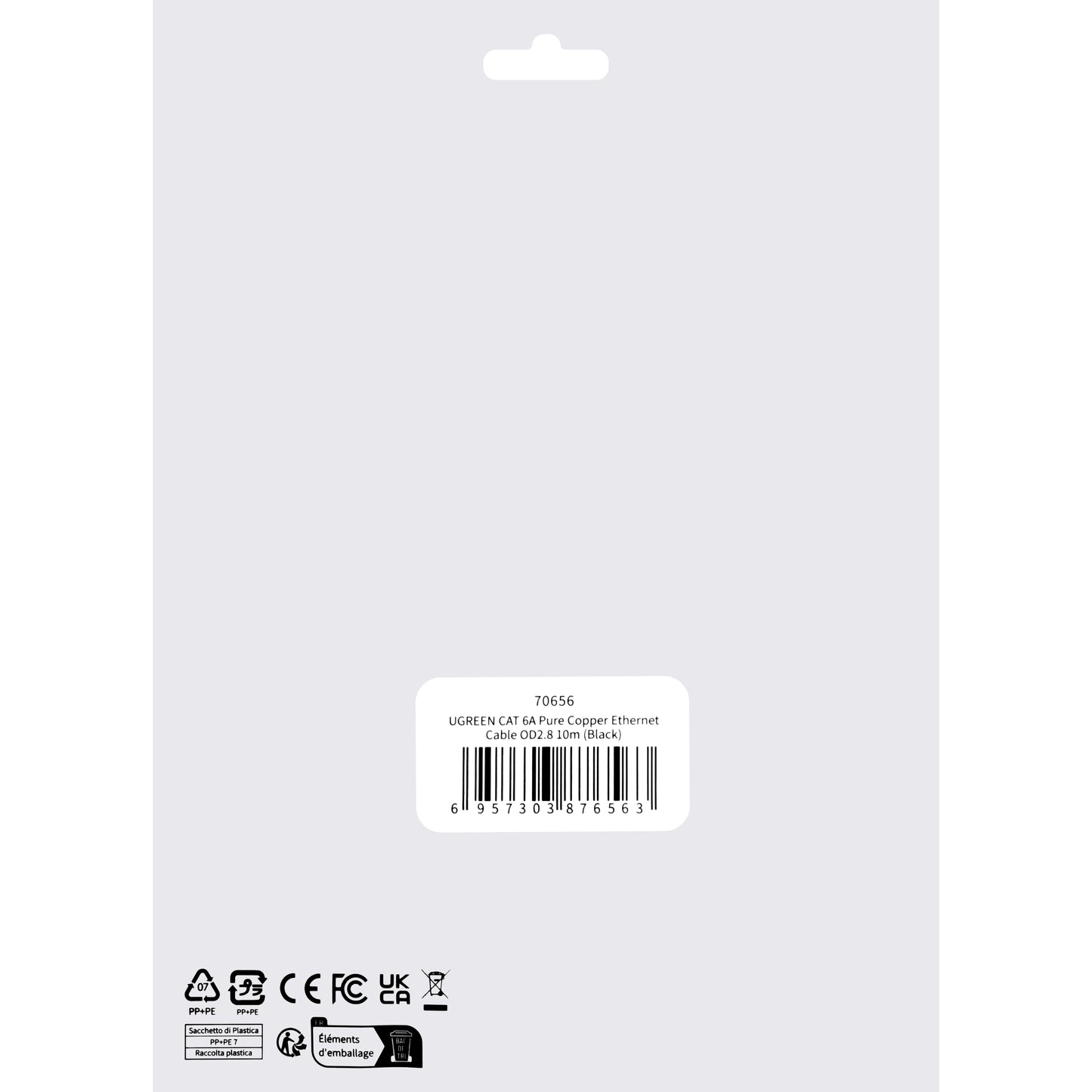 Cablu Retea UGREEN NW122, UTP, Cat6A, 10m, Negru