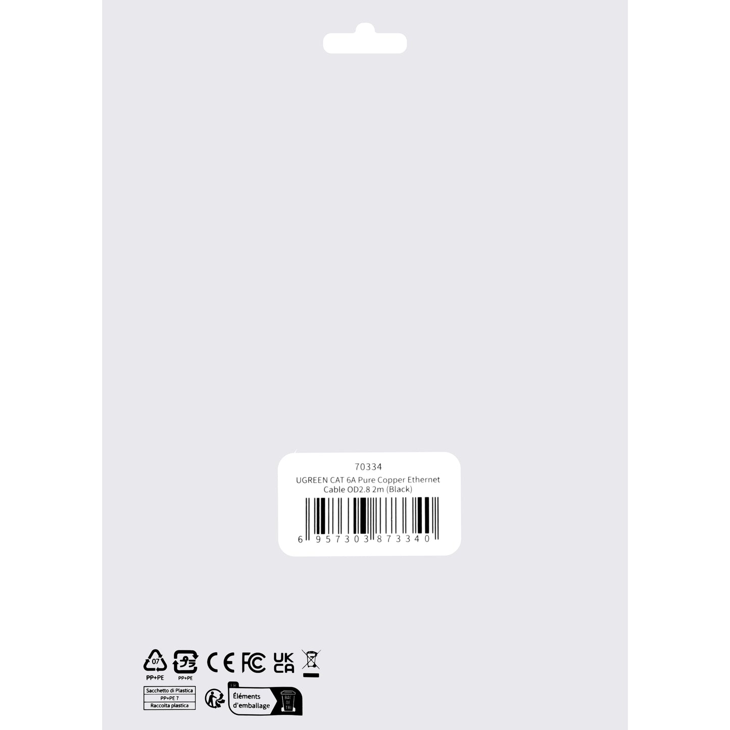 Cablu Retea UGREEN NW122, UTP, Cat6A, 2m, Negru