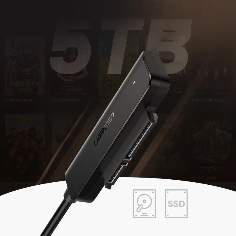 Cablu SATA UGREEN CM321, USB-A 3.0 - SATA 2.5inch, 0.5m, Negru