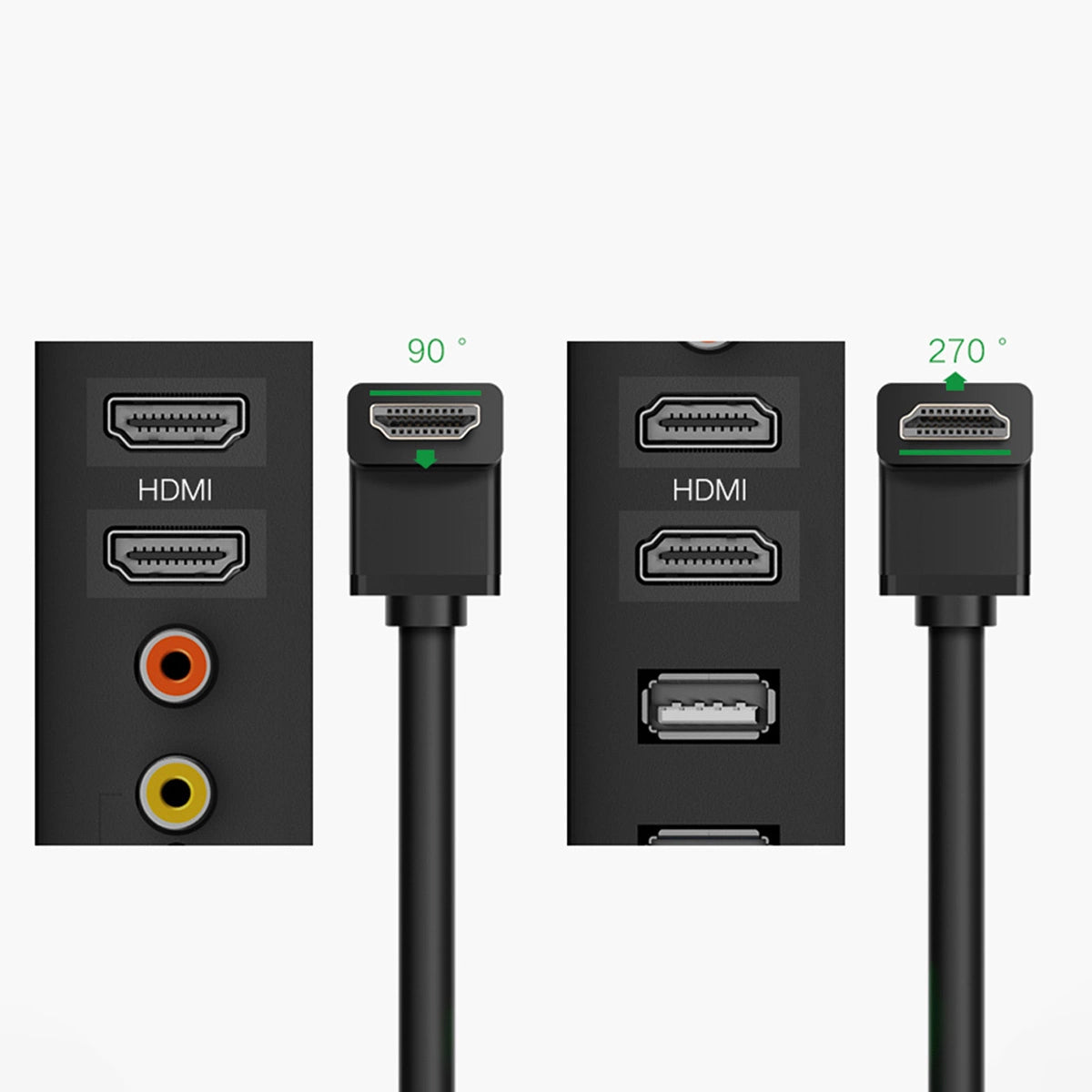 Cablu Video UGREEN Angled, HDMI - HDMI, 4K, 2m, Negru