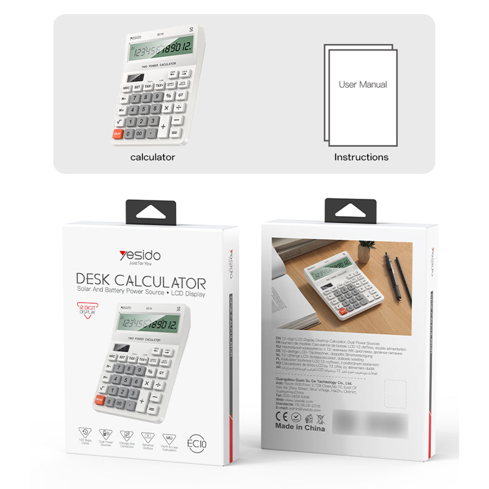 Calculator Birou Yesido EC10, Alb