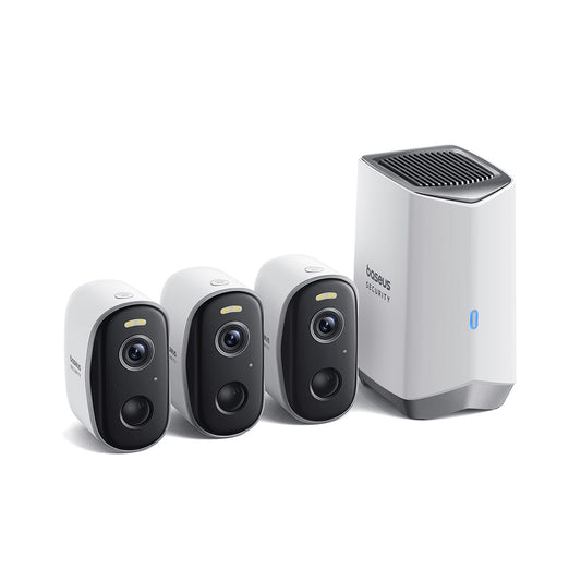 Camera de Supraveghere Baseus N1, Wi-Fi, 2K, IP67, Exterior, Set 3 bucati, Alba S0TW022131