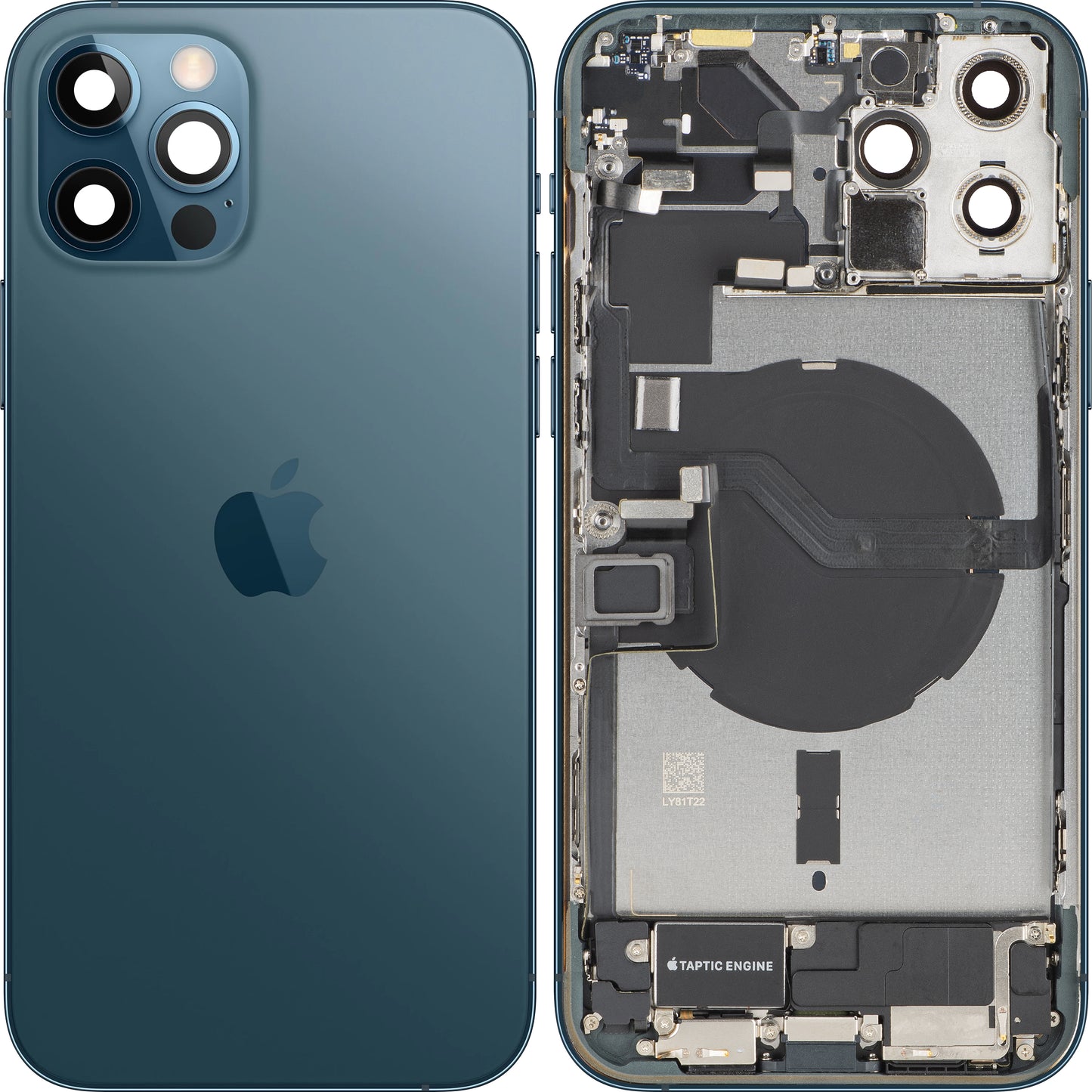 Capac Baterie Apple iPhone 12 Pro Max, Cu Carcasa Mijloc, Full Parts, Albastru (Pacific Blue), Swap