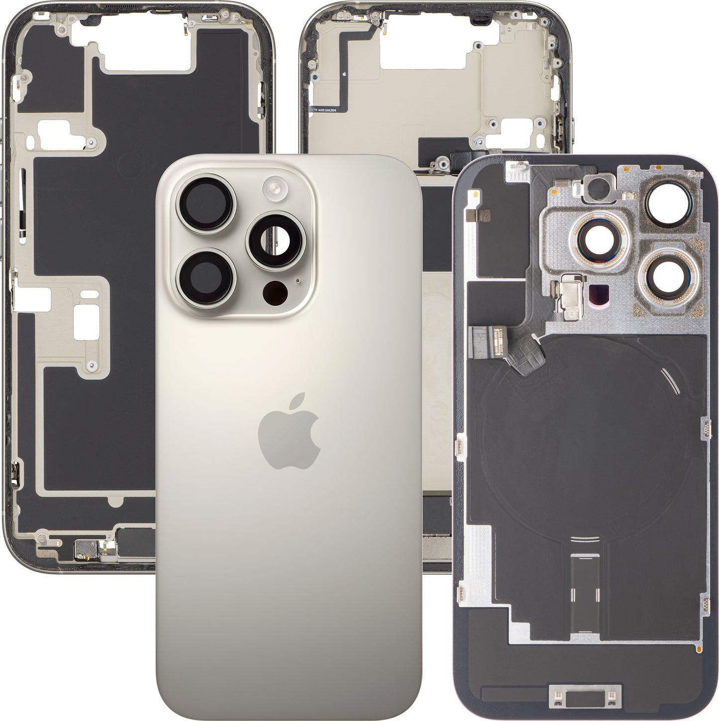 Capac Baterie Apple iPhone 16 Pro, Cu Carcasa Mijloc, Full Parts, Bej (Natural Titanium), Swap