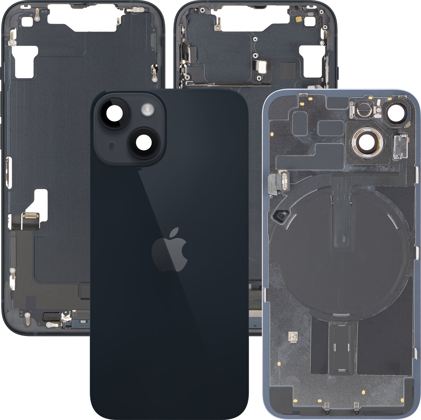 Capac Baterie Apple iPhone 14, Cu Carcasa Mijloc, Full Parts, Negru (Midnight), Swap