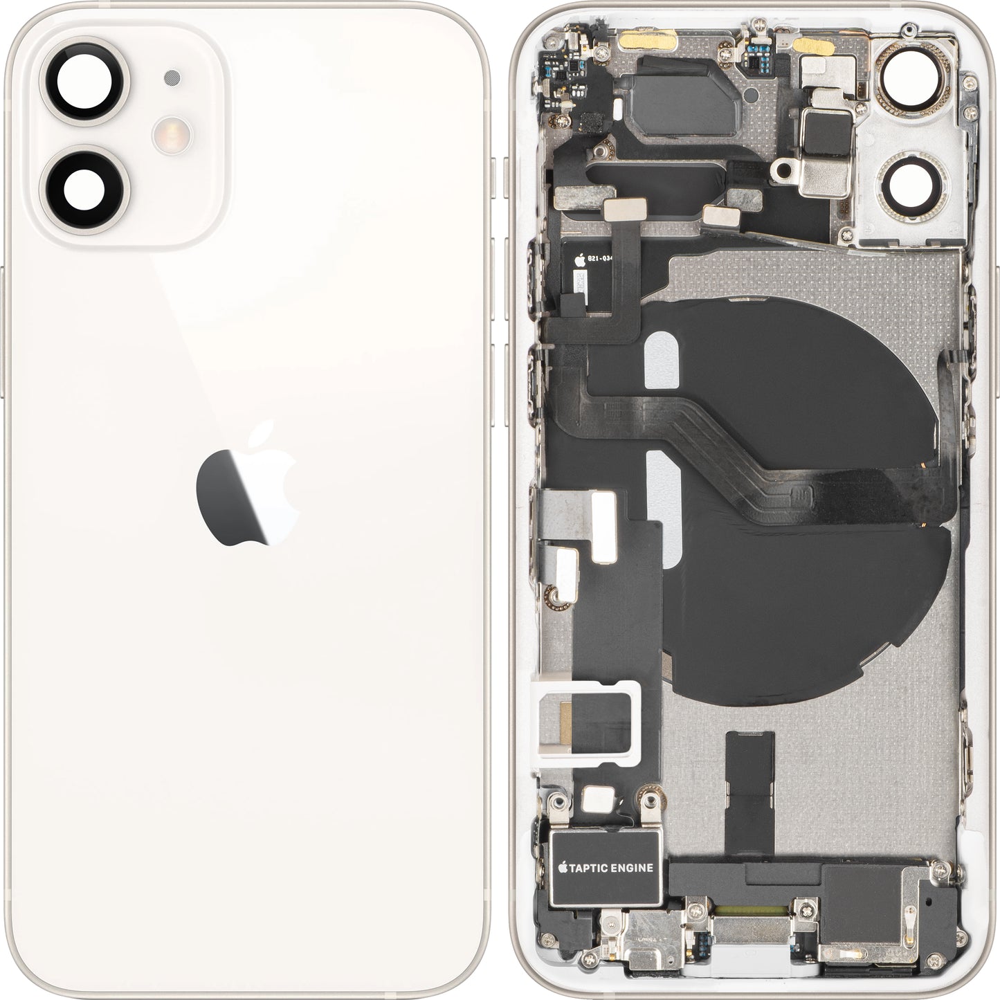 Capac Baterie Apple iPhone 12 mini, Cu Carcasa Mijloc, Full Parts, Alb, Swap