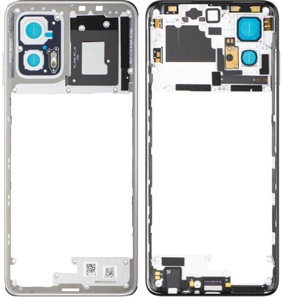 Carcasa Mijloc Motorola Moto G73, Argintie (Lucent White), Service Pack 5S58C22265