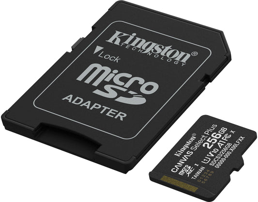 Card Memorie microSDXC Kingston Canvas Select Plus Android A1, 256Gb, Clasa 10 / UHS-1 U1, Cu Adaptor SDCS3/256GB