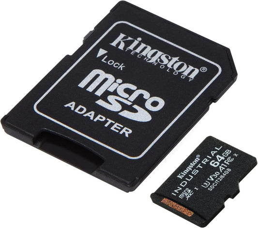 Card Memorie microSDXC Kingston Industrial, 64Gb, Clasa 10 / UHS-1 U3, Cu Adaptor SDCIT2/64GB