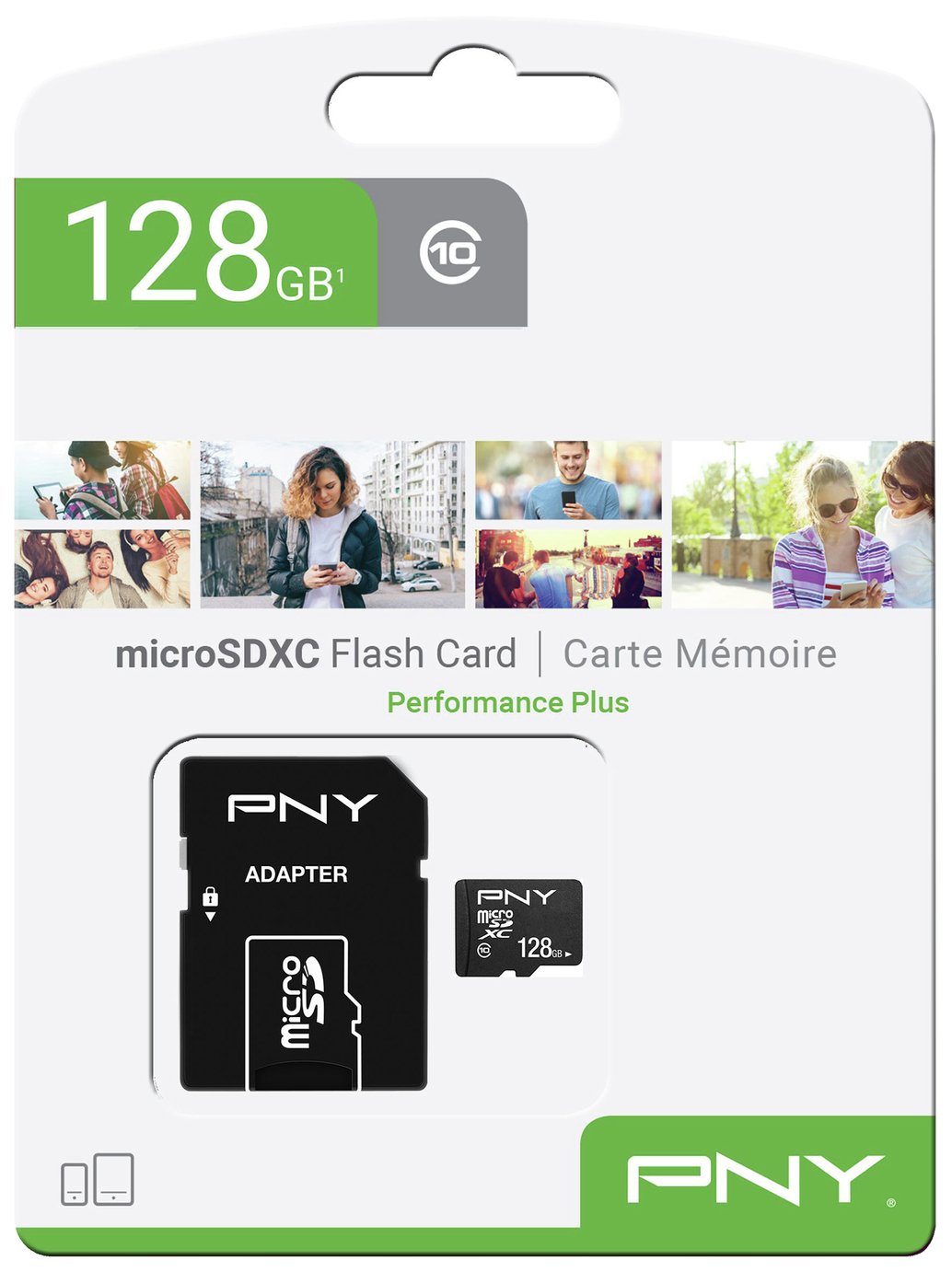 Card Memorie microSDXC PNY Performance Plus, 128Gb, Clasa 10, Cu Adaptor P-SDU12810PPL-GE