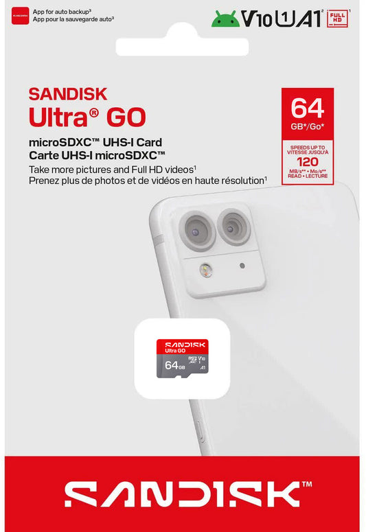 Card Memorie microSDXC SanDisk Ultra GO Android A1, 64Gb, Clasa 10 / UHS-1 U1 SDSQUGN-064G-GN6MN