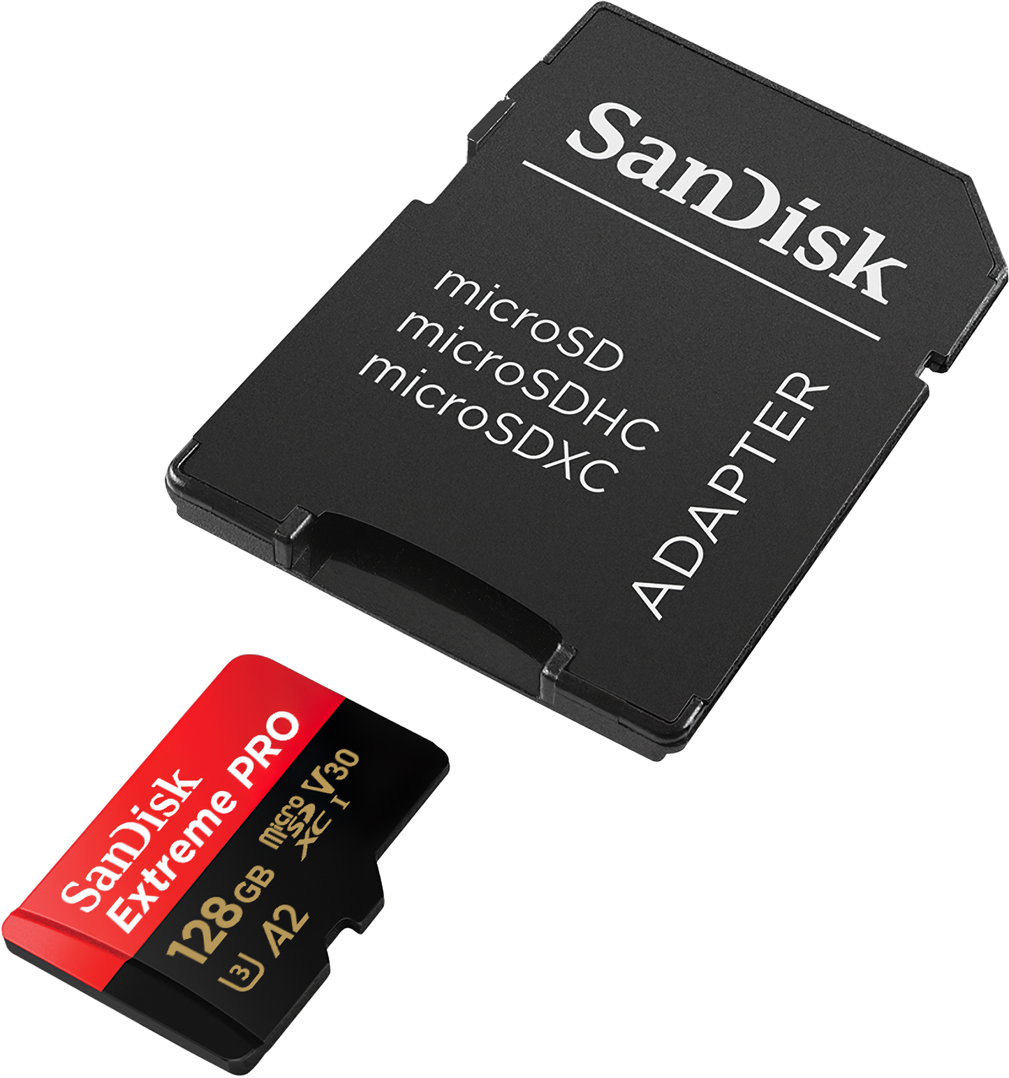 Card Memorie microSDXC SanDisk Extreme Pro, 128Gb, Clasa 10 / UHS-1 U3, Cu Adaptor SDSQXCD-128G-GN6MA