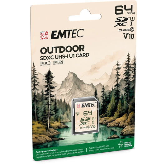 Card Memorie SDHC Emtec Outdoor, 64Gb, Clasa 10 / UHS-1 U1 ECMSD64GXCU1OR