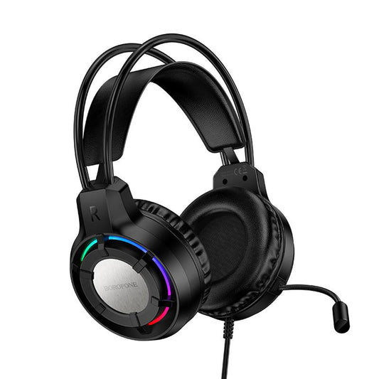 Casti Gaming 3.5mm Borofone BO112 Wave, RGB, 2m, Negre