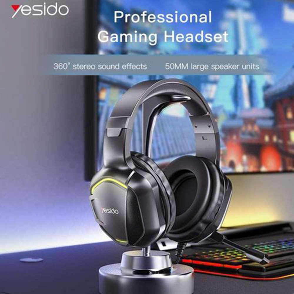 Casti Gaming 3.5mm Yesido EK01, RGB, 1.2m, Negre