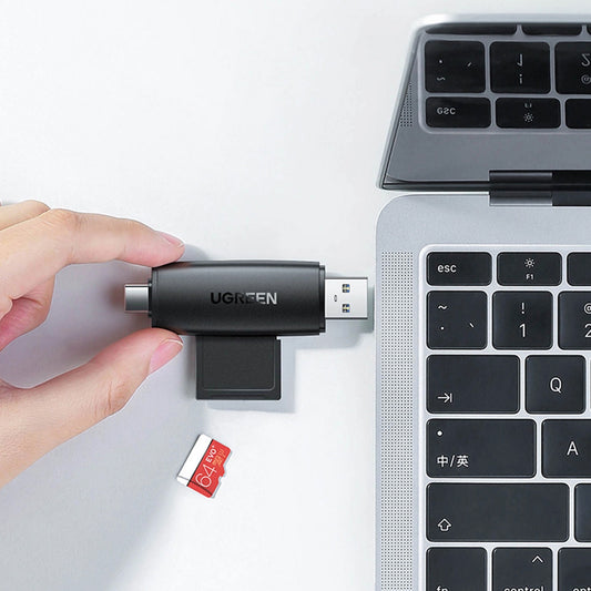Cititor Card USB / USB-C UGREEN CM304, SD - microSD, Negru