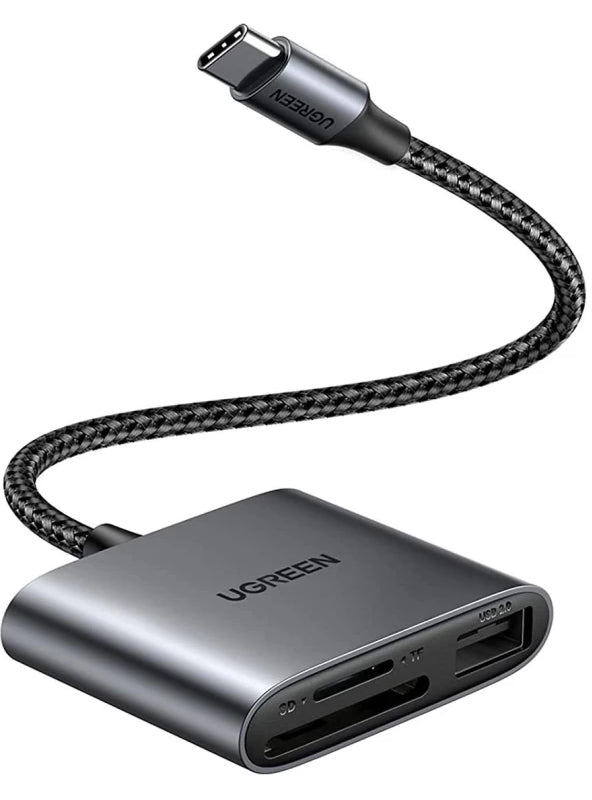 Cititor Card USB-C UGREEN CM387, USB-A (OTG) - SD - microSD, Negru