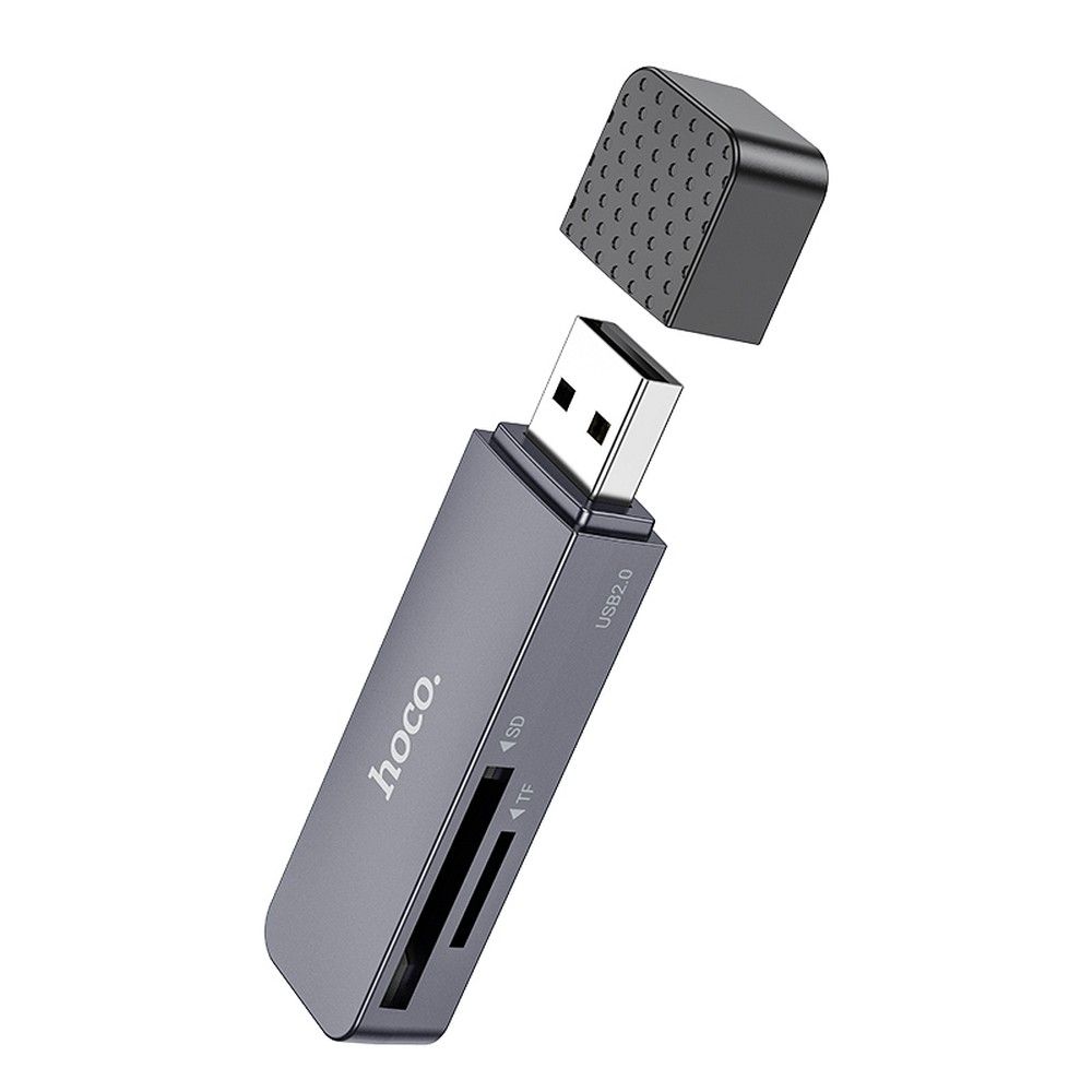 Cititor Card USB HOCO HB45, SD - microSD, Gri
