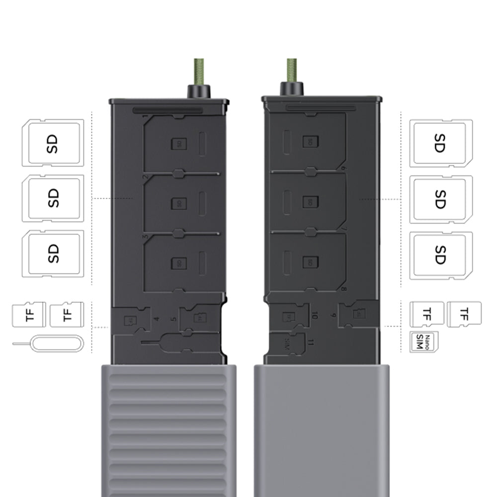 Cititor Card USB / USB-C cu Organizator UGREEN CM856 (55899), 2 x SD - microSD, Gri
