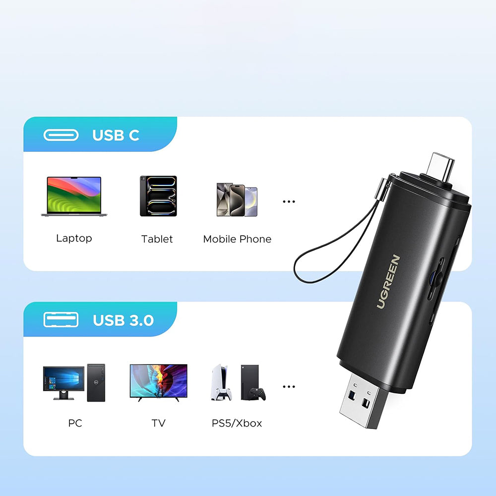 Cititor Card USB / USB-C UGREEN CM803 (65024), SD - microSD, Negru