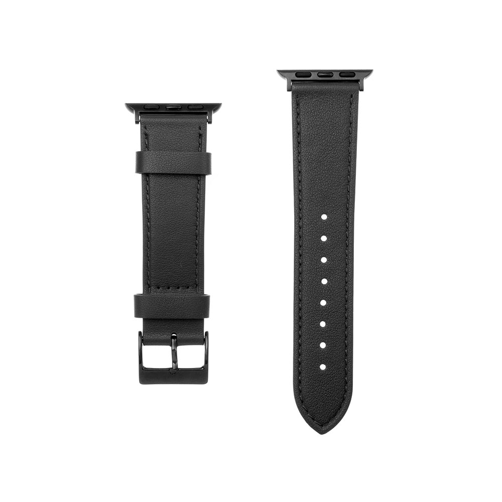 Curea Fixed Leather pentru Apple Watch 49mm / 46mm / 45mm / 44mm / 42mm Series, Neagra