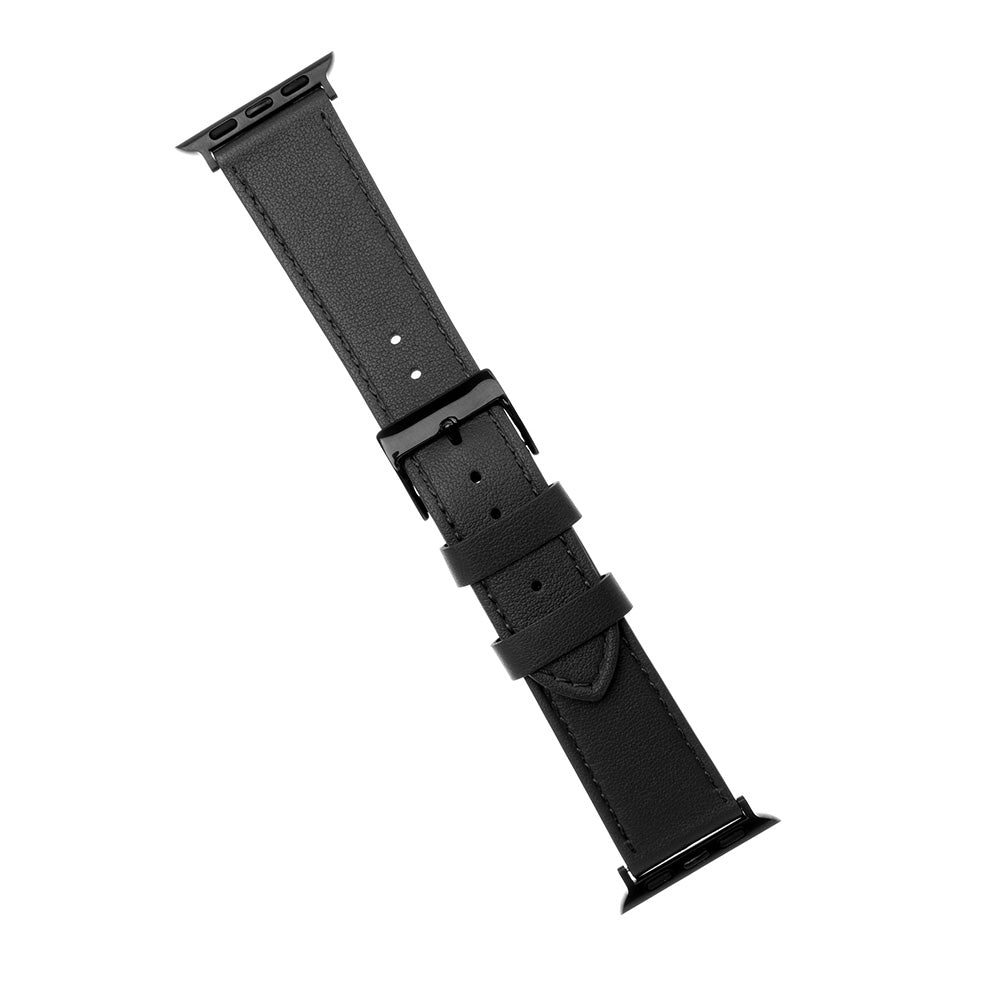 Curea Fixed Leather pentru Apple Watch 49mm / 46mm / 45mm / 44mm / 42mm Series, Neagra