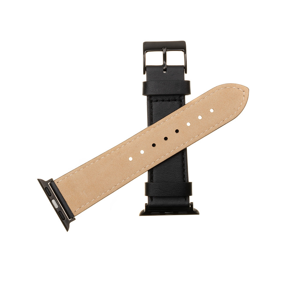 Curea Fixed Leather pentru Apple Watch 49mm / 46mm / 45mm / 44mm / 42mm Series, Neagra