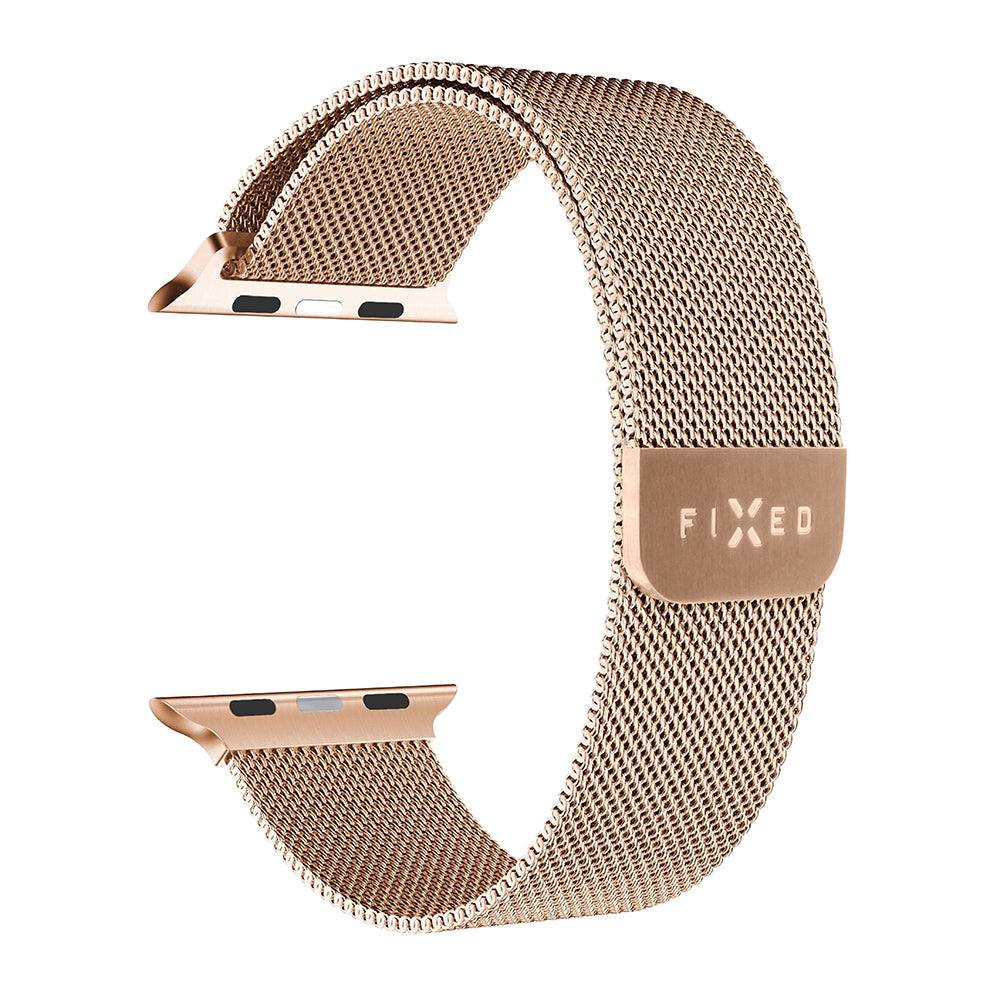 Curea Fixed Mesh pentru Apple Watch 42mm / 41mm / 40mm / 38mm Series, Roz Aurie