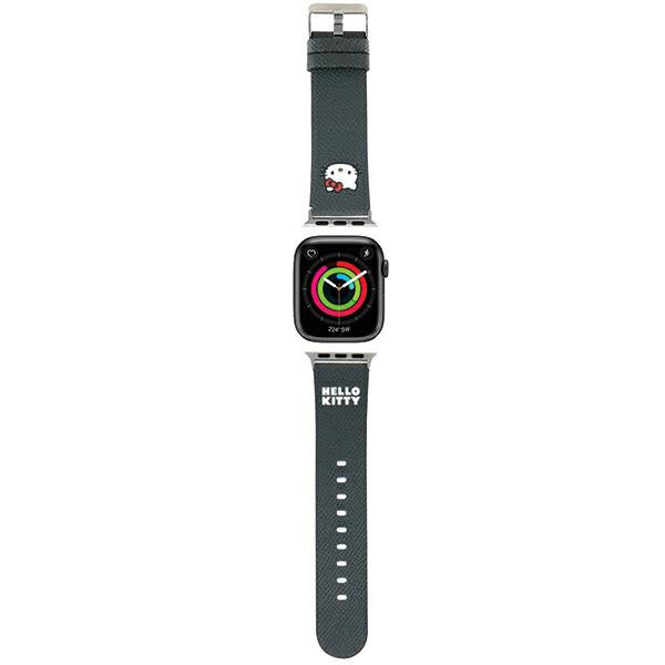 Curea Hello Kitty Leather Kitty Head pentru Apple Watch 42mm / 41mm / 40mm / 38mm Series, Neagra