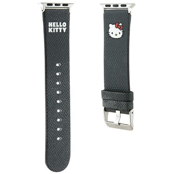 Curea Hello Kitty Leather Kitty Head pentru Apple Watch 42mm / 41mm / 40mm / 38mm Series, Neagra