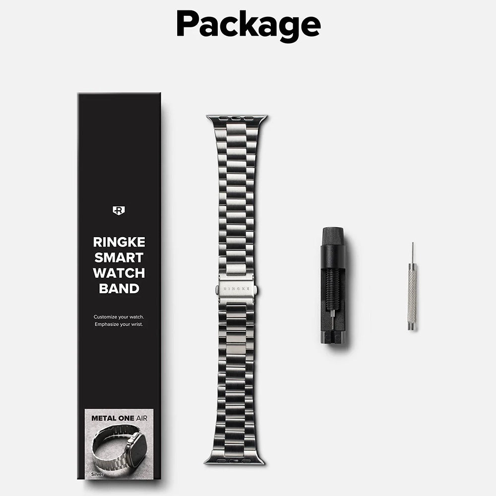 Curea Ringke Metal One Air pentru Apple Watch 49mm / 46mm / 45mm / 44mm Series, Argintie