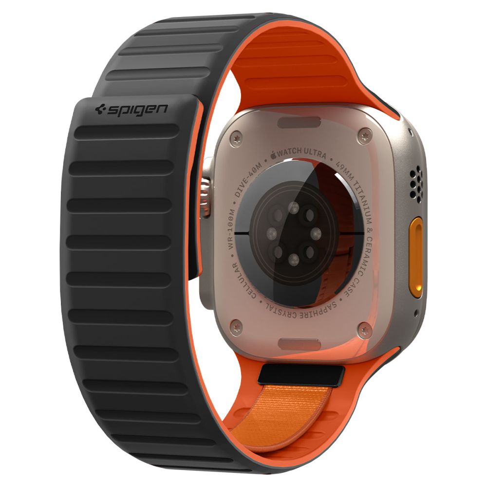 Curea Spigen Athlex Air M pentru Apple Watch 49mm / 46mm / 45mm / 44mm Series, Neagra Portocalie AMP11534