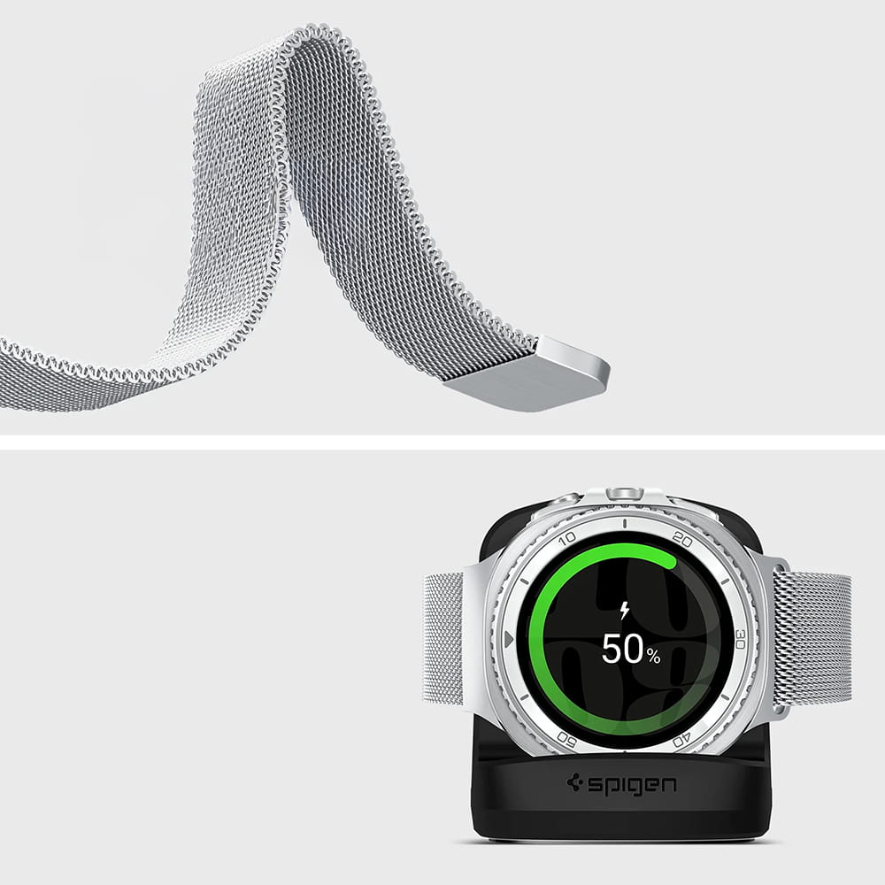 Curea Spigen Metal Fit pentru Samsung Galaxy Watch9 / Watch8 / Watch8 Classic Series, Argintie AMP10121