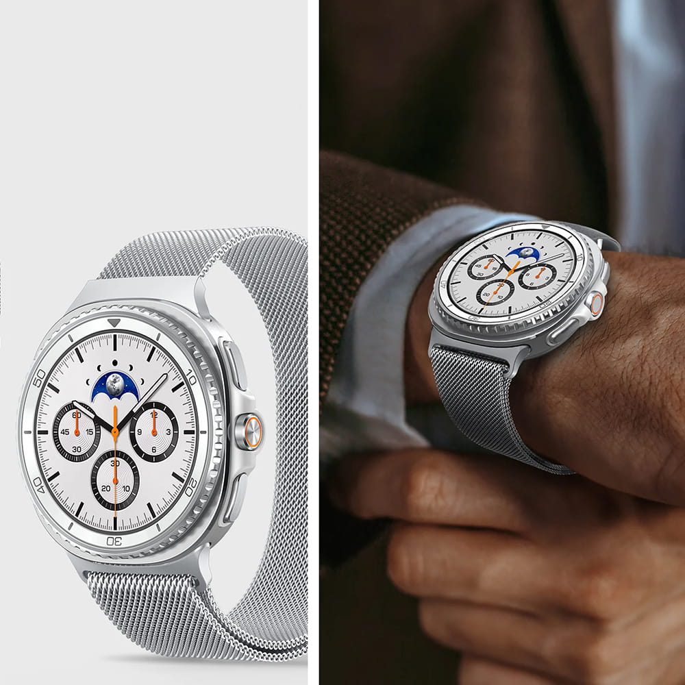 Curea Spigen Metal Fit pentru Samsung Galaxy Watch9 / Watch8 / Watch8 Classic Series, Argintie AMP10121