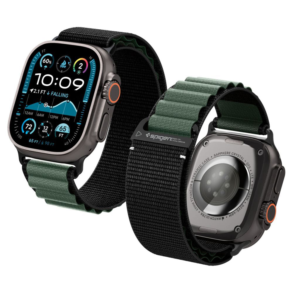 Curea Spigen WBF1 pentru Apple Watch 49mm / 46mm / 45mm / 44mm Series, Neagra Verde AMP10223