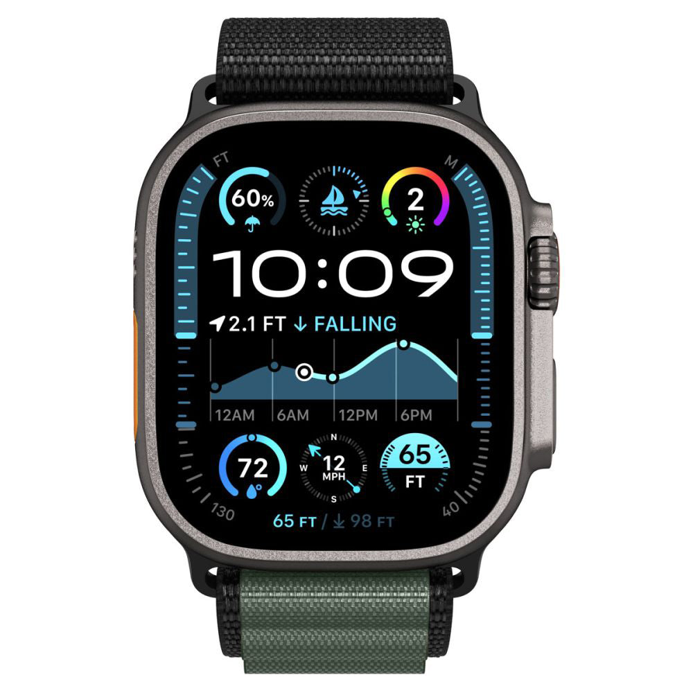 Curea Spigen WBF1 pentru Apple Watch 49mm / 46mm / 45mm / 44mm Series, Neagra Verde AMP10223