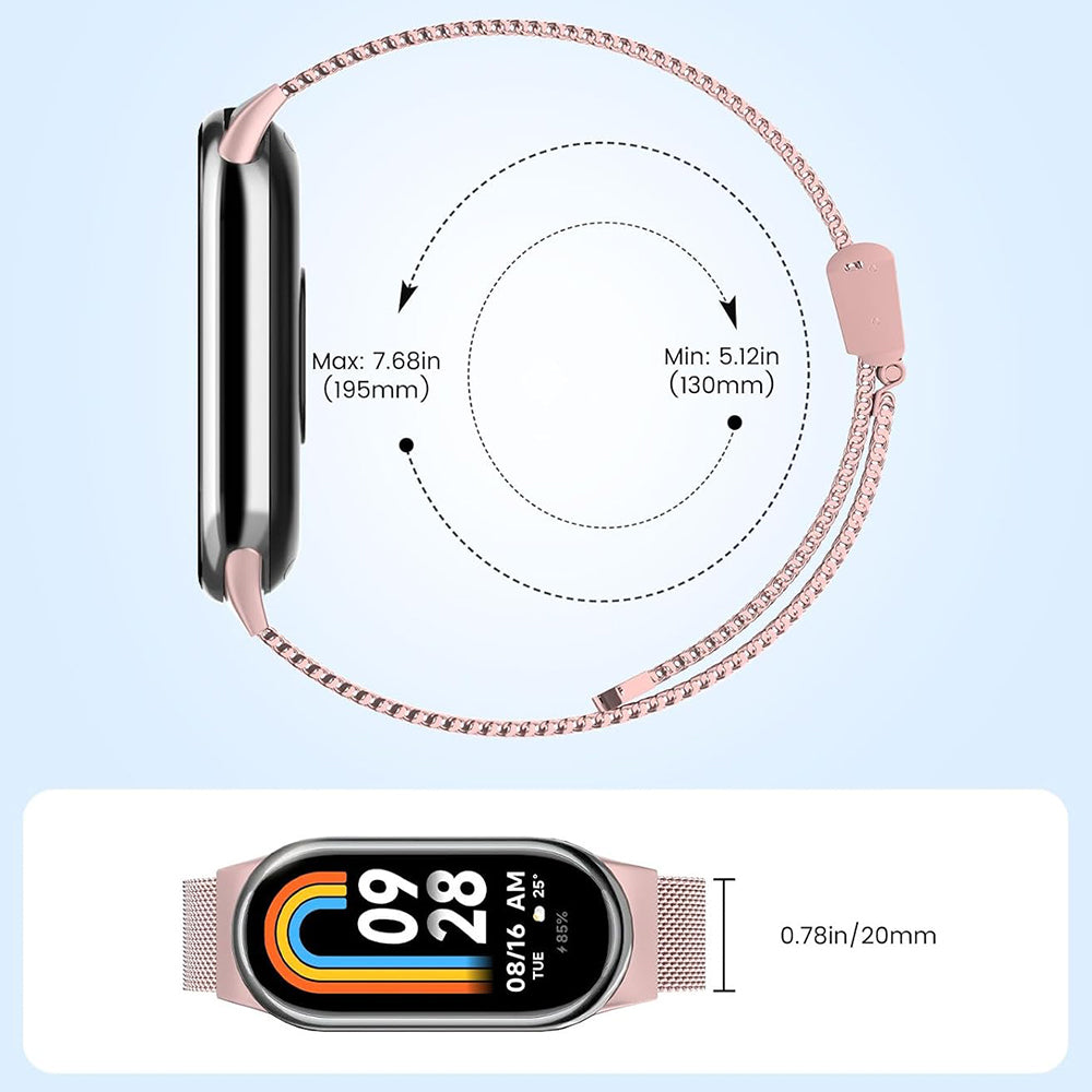 Curea Techsuit W022 pentru Xiaomi Smart Band 9 / 8, 15mm, Roz Aurie