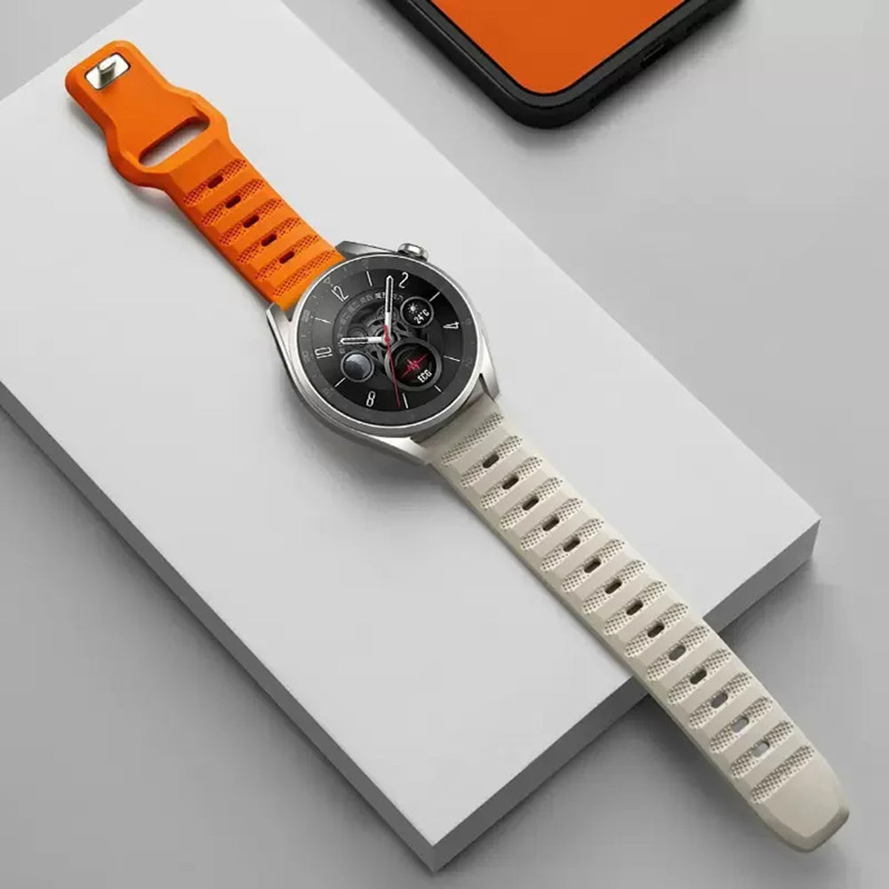 Curea Techsuit W050 pentru Huawei Watch / Xiaomi Watch Series, 22mm, Portocalie Bej